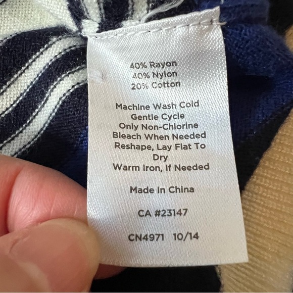 TALBOTS Nautical Striped Sweater Blouse Top Multicolored Long Sleeve SZ L - Picture 11 of 12